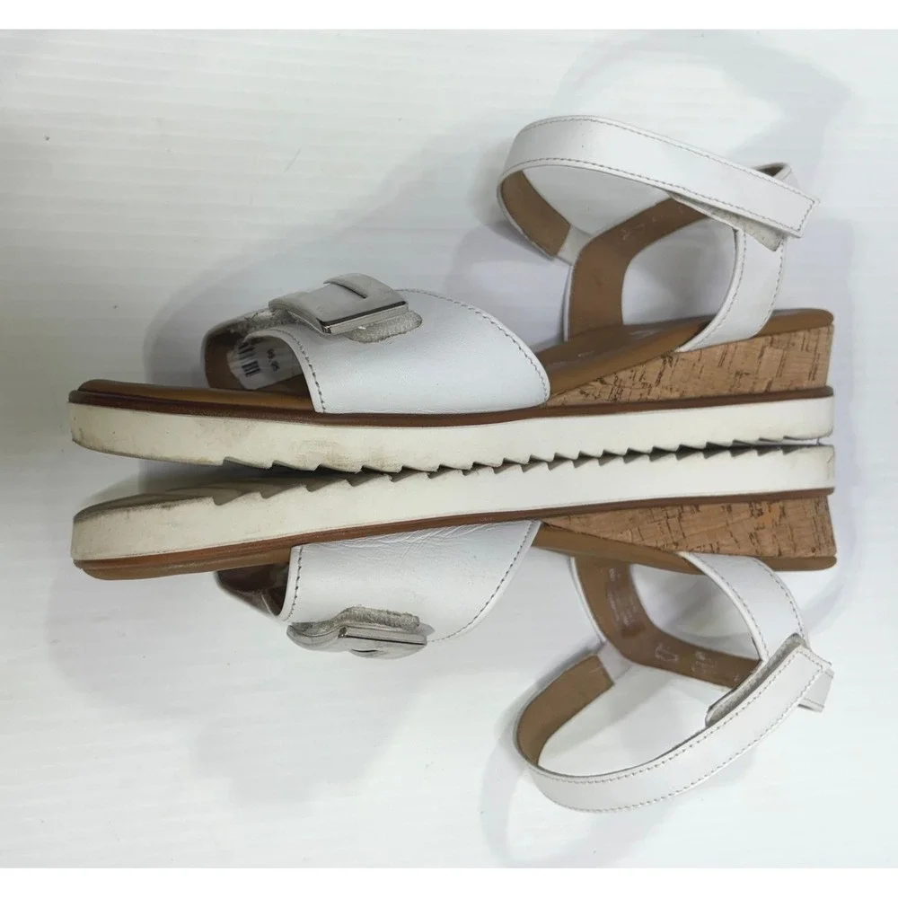 Gabor Comfort White Nappa Leather Slingback Wedge Sandals Strappy UK 6.5 US 9
